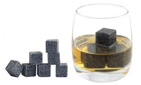 Set con 8 pietre rinfrescanti per whiskey e pochette di velluto