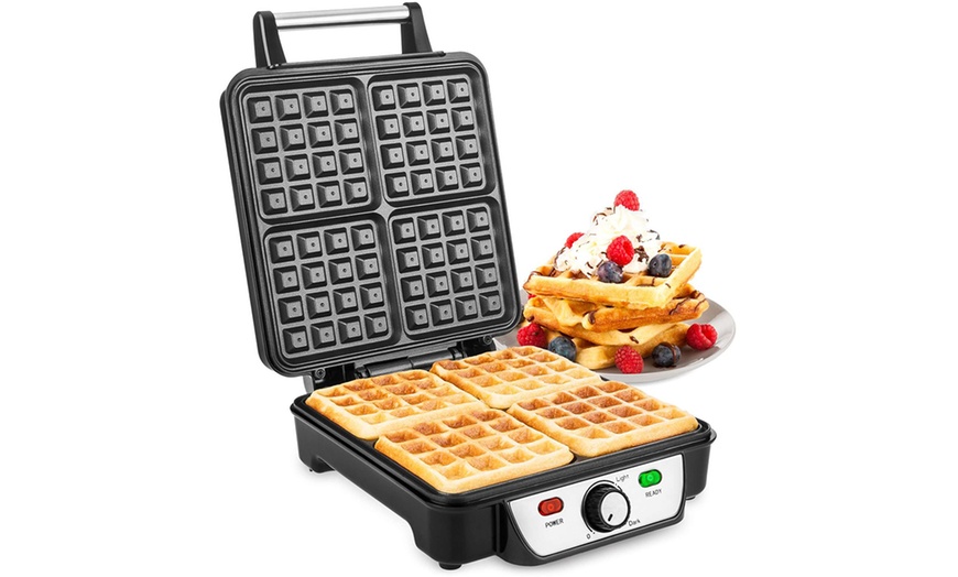 Image 1: Savisto Four-Slice Waffle Maker