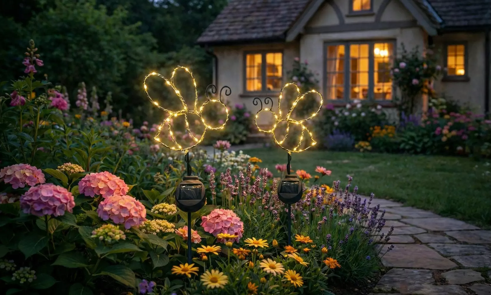 Outdoor Solar Powered LED Decorative Garden Stake Light (Set of 2) - 5 Options