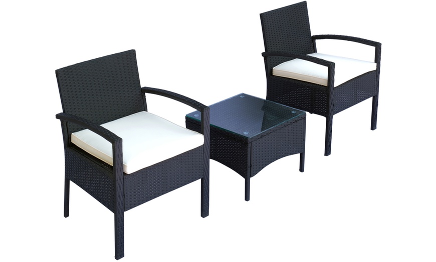 Image 2: 3-Piece Rattan-Effect Bistro Set