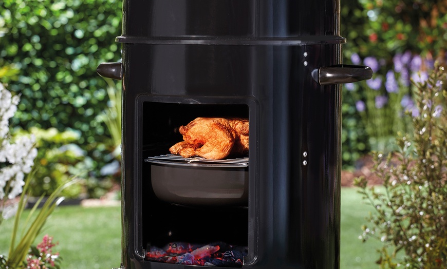 Image 3: Barrel Charcoal Smoker and Grill