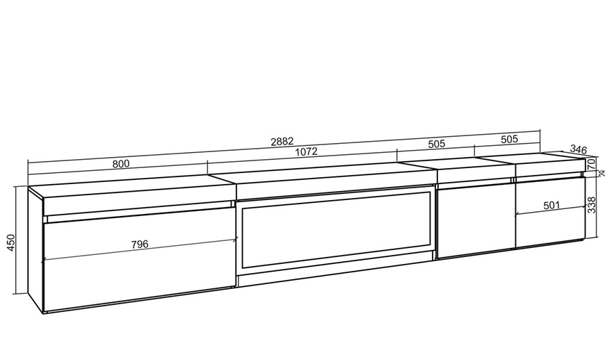 Image 35: Hängender TV-Schrank 320 cm od. TV-Schrank 288 cm + elektrischer Kamin