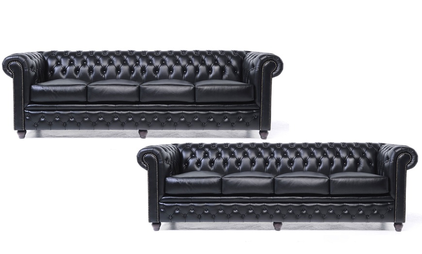 Image 68: Sofas Chesterfield en cuir authentiques 