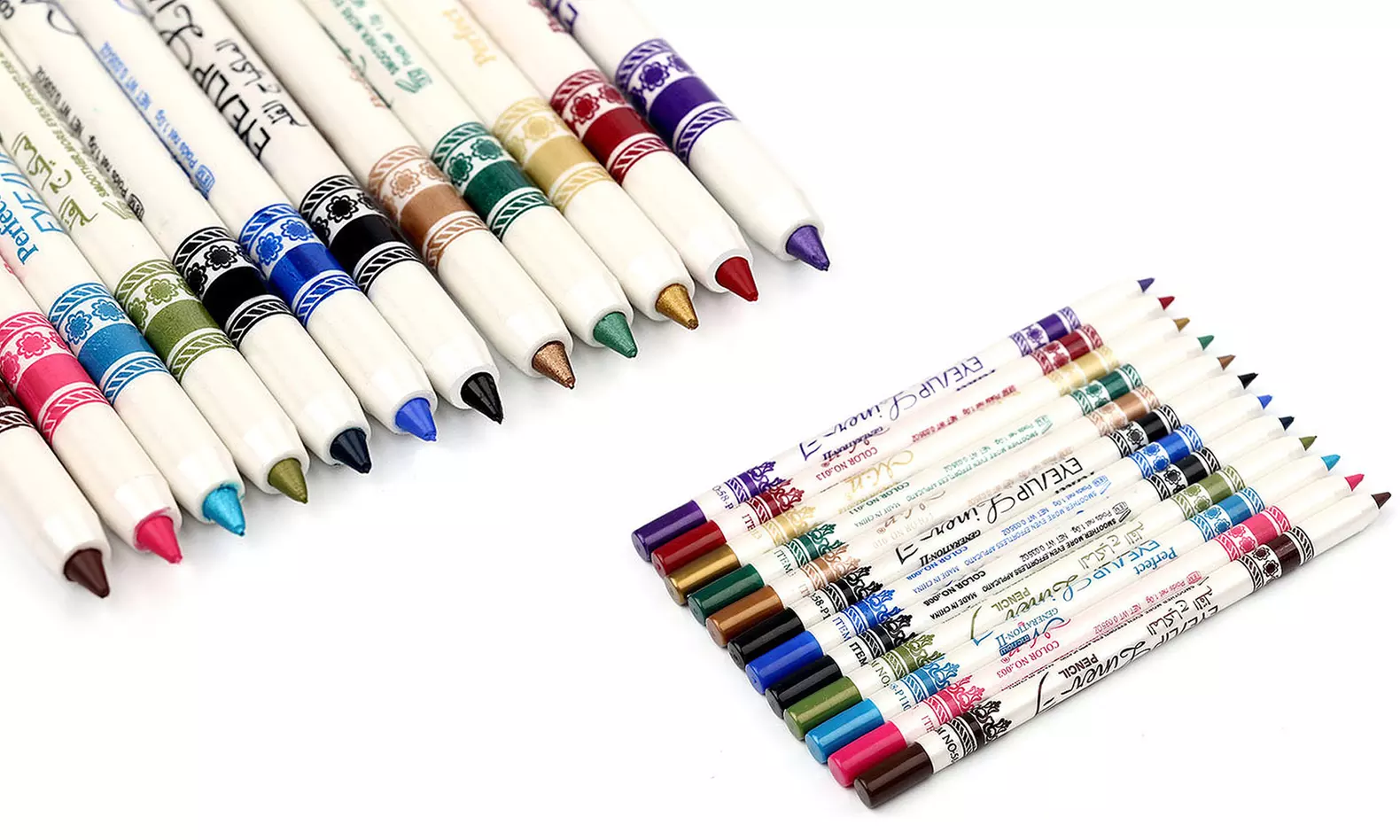 Professional Vivid Multi-Color Eye and Lip Liner Pencil Set (12- or 24-Piece) - Second Medium