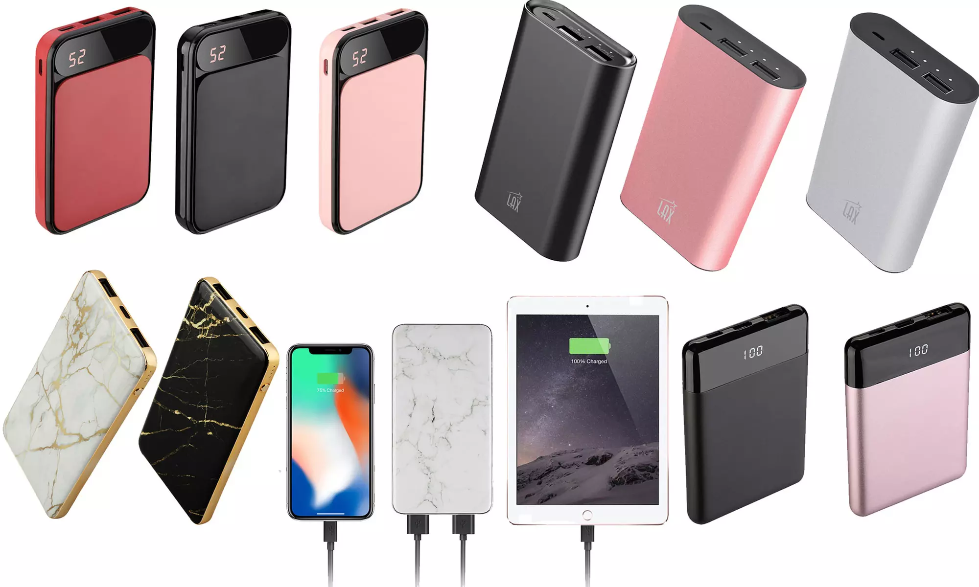 LAX 7,200 mAh LED Dual USB Power Bank (1-, 2-, or 3-Pack) - Primary Image