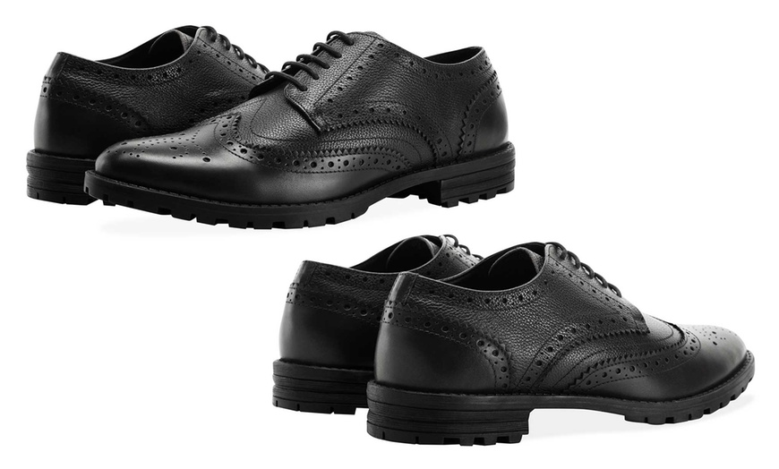 Image 18: Men's Leather Chunky Brogues