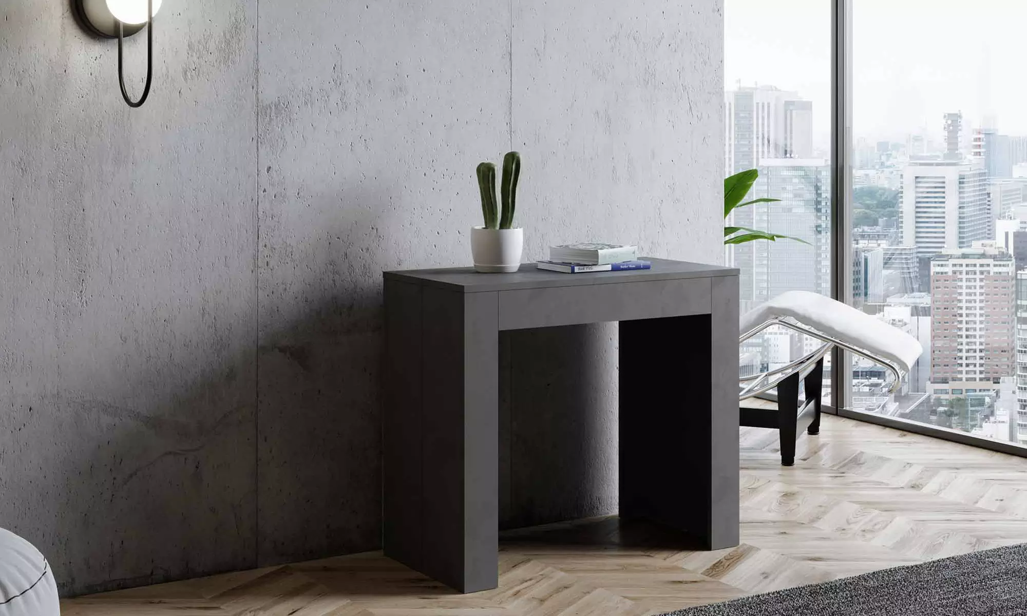 Ausziehbarer Konsolentisch Emy in Weiß oder Anthrazit mit der Länge nach Wahl, inkl. Versand - Primary Image