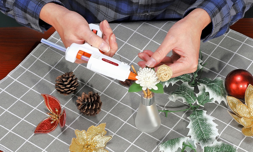 Image 1: Mini Hot Melt Glue Gun with Stand and 50 Glue Sticks