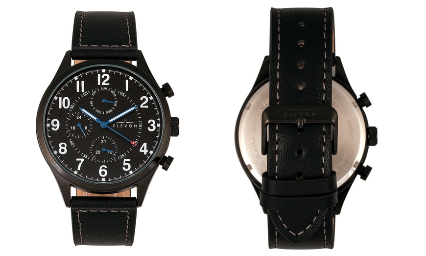 Image 16: Elevon Leather-Band Men's Watch