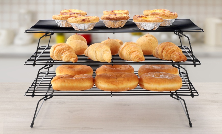 Image 10: Three-Tier Non-Stick Cake Cooling Tray