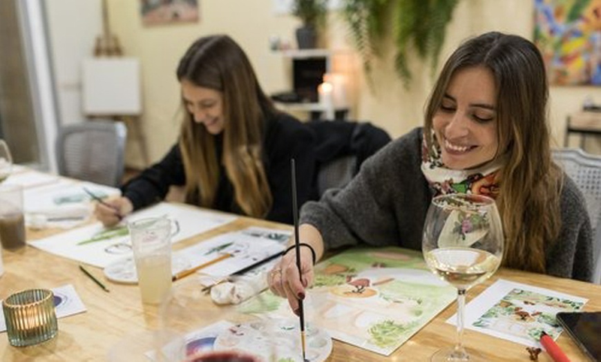 Image 7: Pinta con acuarelas y disfruta de vino y tapas para una o dos personas