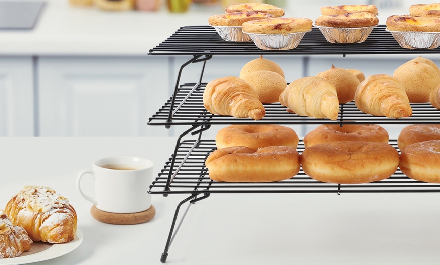 Image 8: Three-Tier Non-Stick Cake Cooling Tray