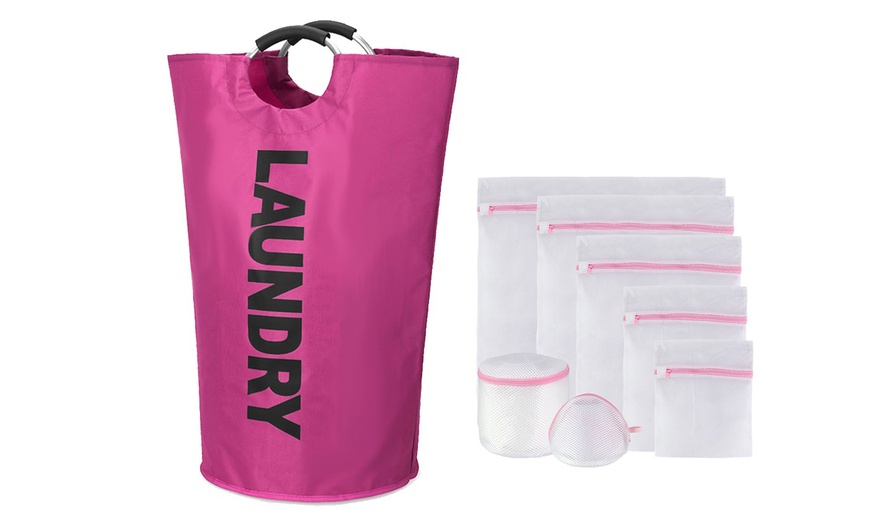 Image 20: 90L Large Laundry Basket Mesh Laundry Wash Bags for Socks Underwear Hosiery Bras
