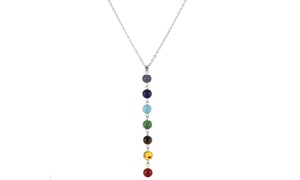  Seven-Chakras Gem Stone Beads Pendant Necklace 