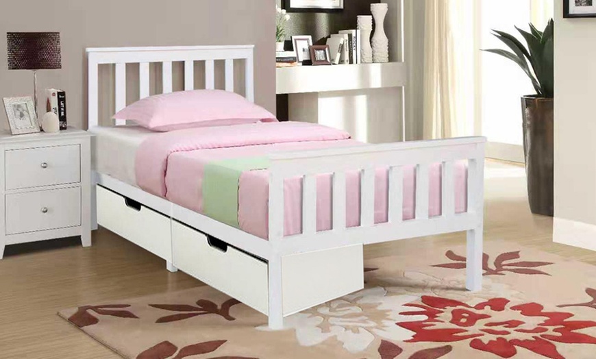 Image 5: Solid Pine Wood Bed Frame