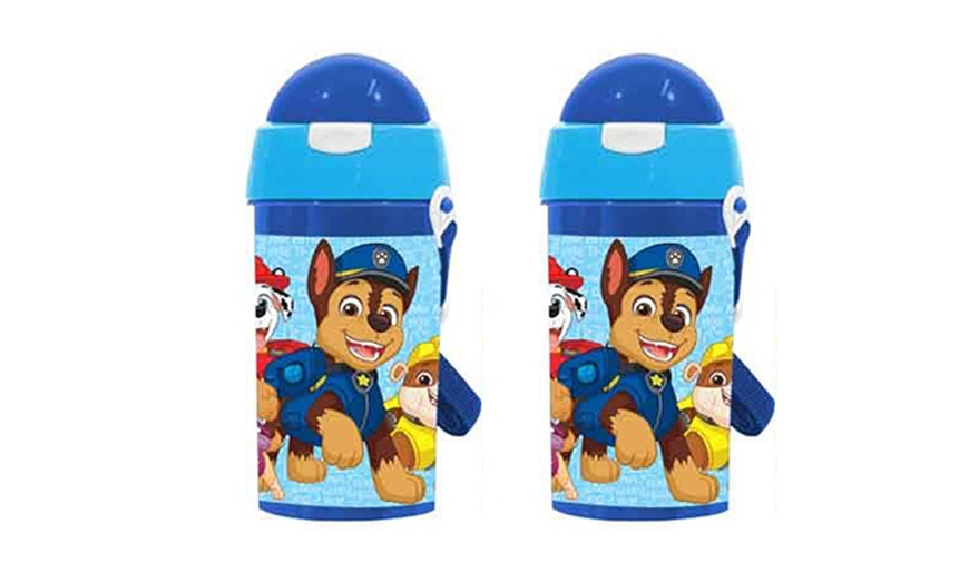 Image 4: Affinity Paw Patrol or Peppa Pig Flip-Top Water Bottle with Straw