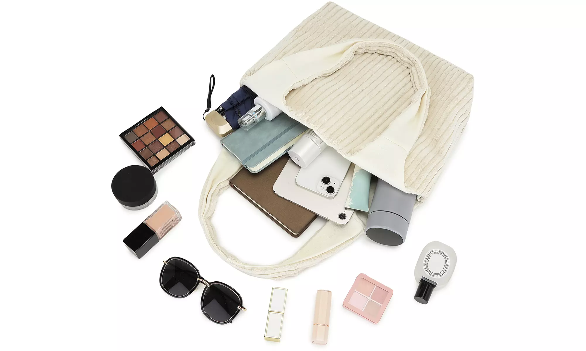 Women's Reversible Corduroy Shoulder Bag With Spacious Interior