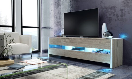 Meuble TV avec l'éclairage LED de la marque Selsey, livraison offerte