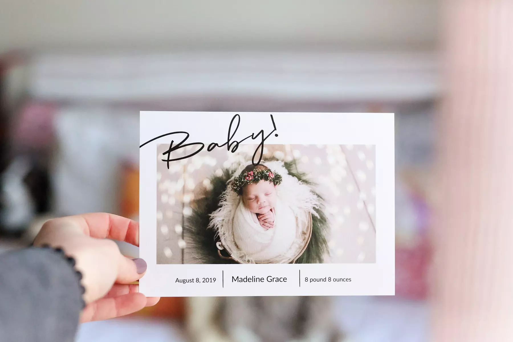 Custom Double-Sided Baby Announcement Cards, 24–200 with Envelopes Included (Up to 57% Off)
