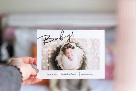 24 Custom Double-Sided Baby Announcement Cards (Shipping Not Included) - Lovely Little Cards
