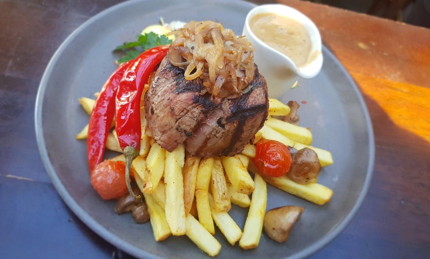 Image 1: Two-Course Steak Meal with Wine