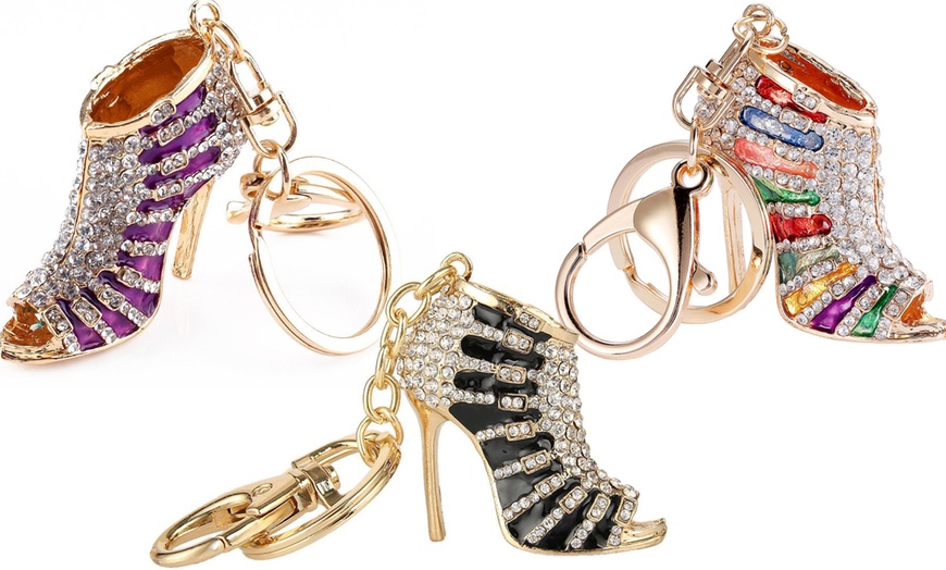 Image 15: High Heels Rhinestone Key Ring