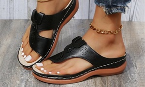 Wedge Heeled Flip-Flop Sandals