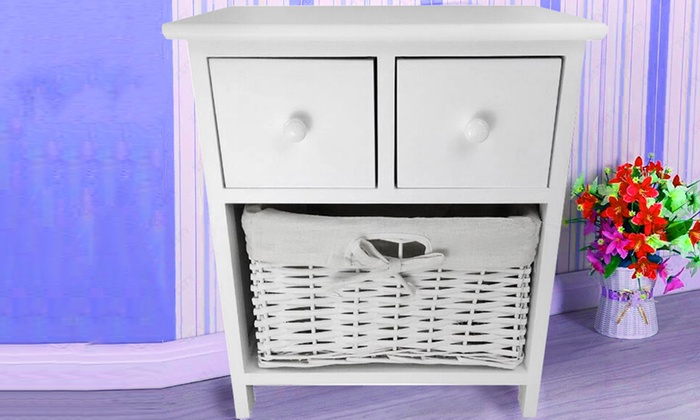 White Wicker Storage Units Groupon Goods