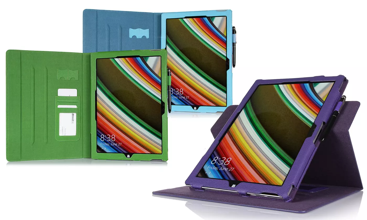 RooCASE Dual-View Leather Folio Case for Microsoft Surface Pro 4 and 3 - Primary Image