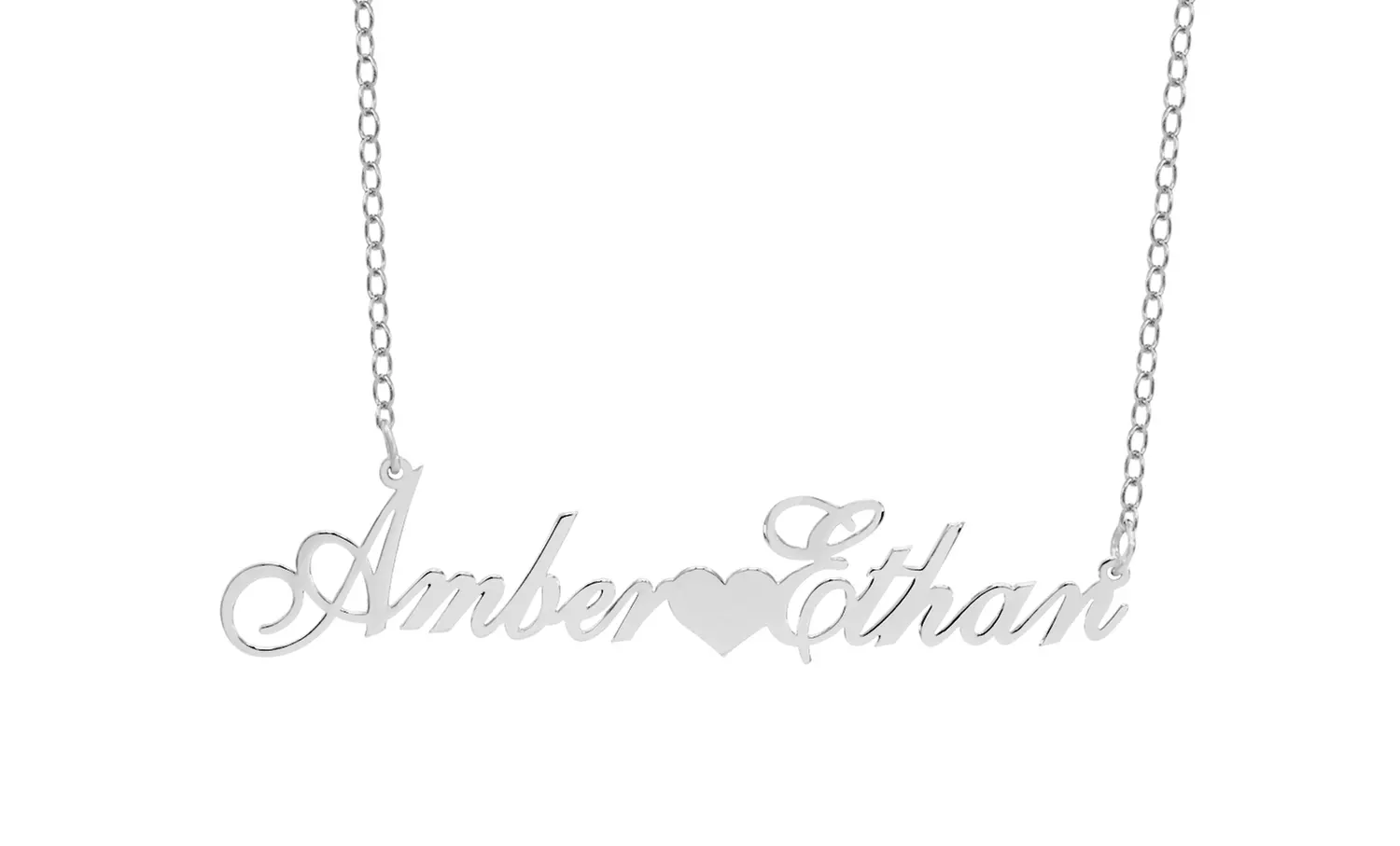 Personalized Silver- or Gold-Plated Double-Name Couples Heart Necklace from MonogramHub (Up to 92% Off) - Second Medium