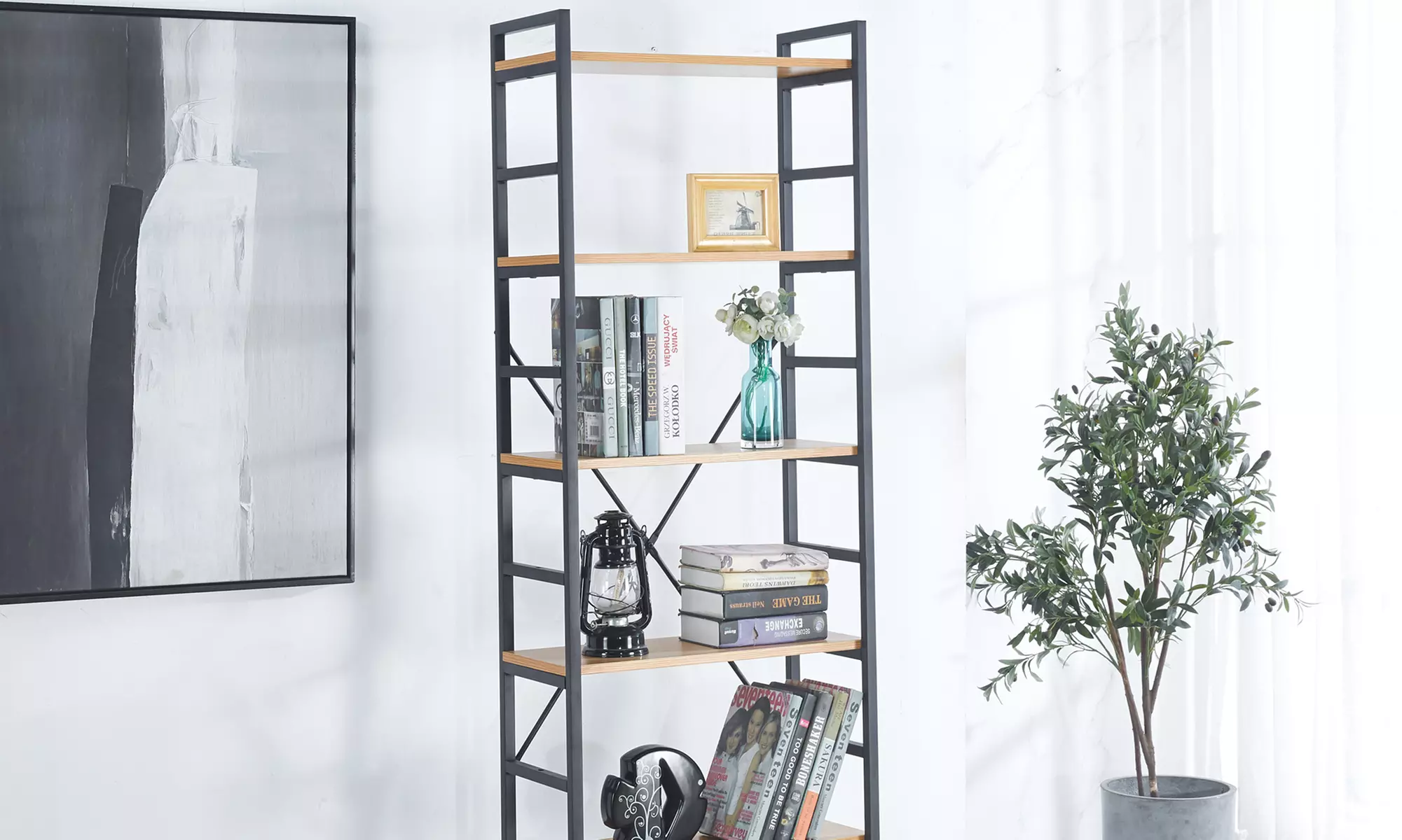 Sampur Holz- und Stahlregale, Industriestil