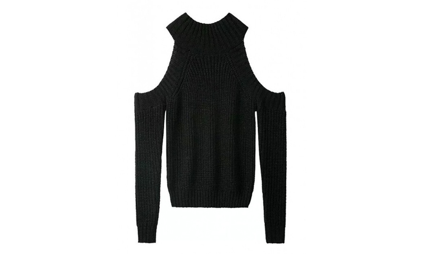 Image 8: Cold Shoulder Chunky Knit Jumper 