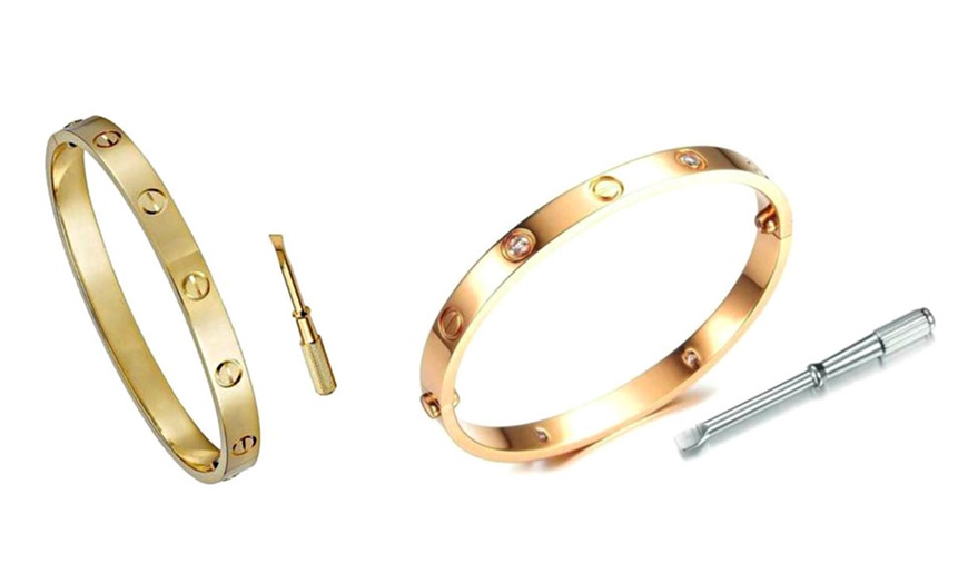 Image 9: Gold-Plated Love Bangle