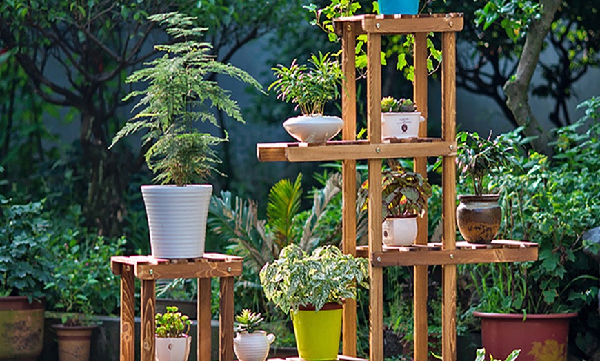 Image 5: 6-Tier Rustic Wooden Plant Stand