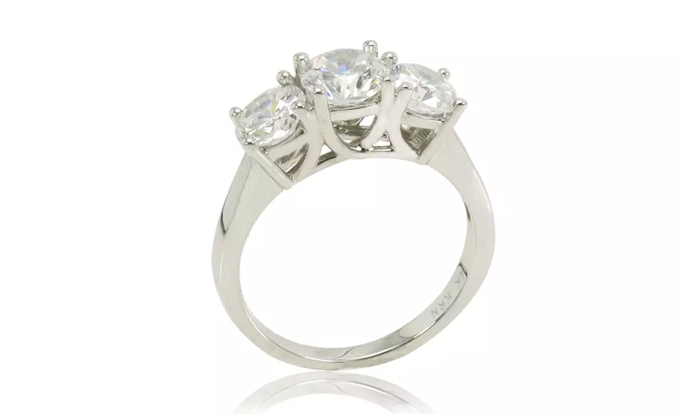 2 CTTW 3-Stone Certified Diamond Ring in 14-Karat White Gold. Free Returns. - Second Medium