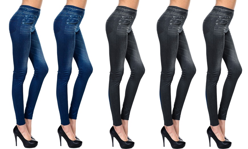 Image 12: Legging met denim-effect