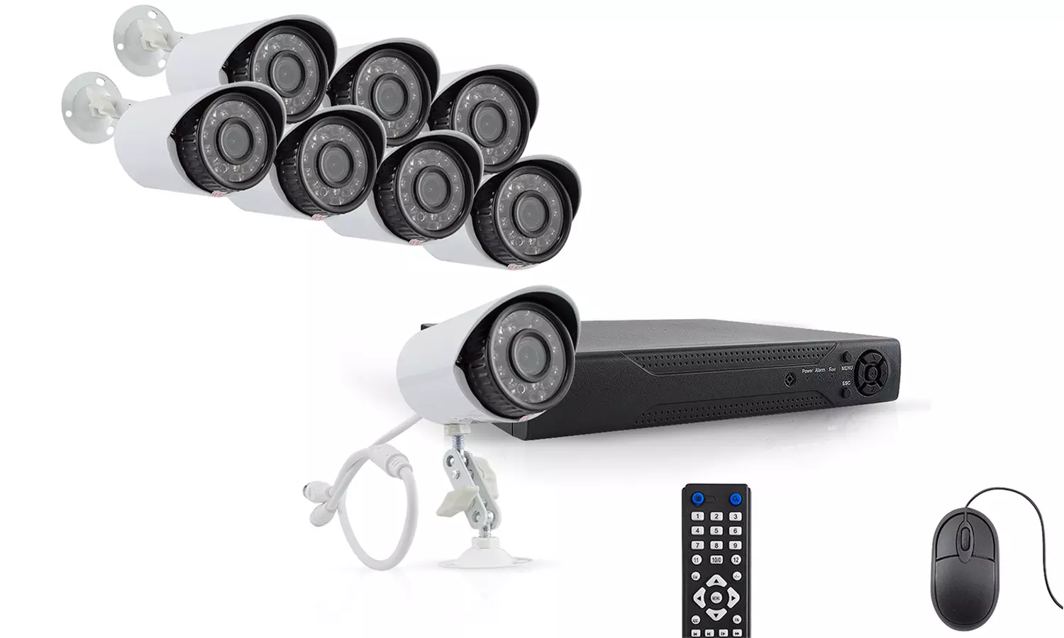 Kit de vigilancia con 8 cámaras full HD y control remoto