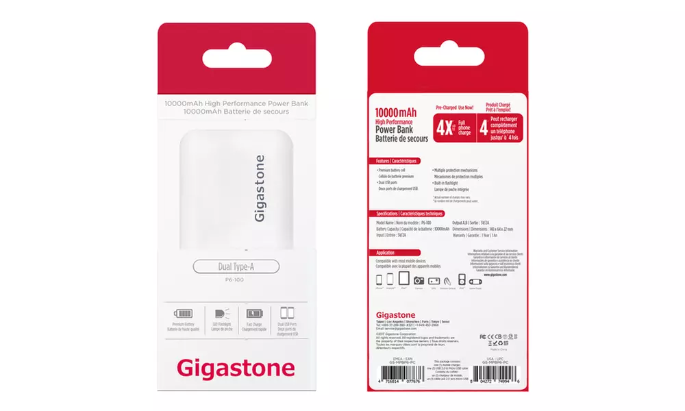 Gigastone 10,000 mAh Power Bank with 2 USB Outputs - Second Medium