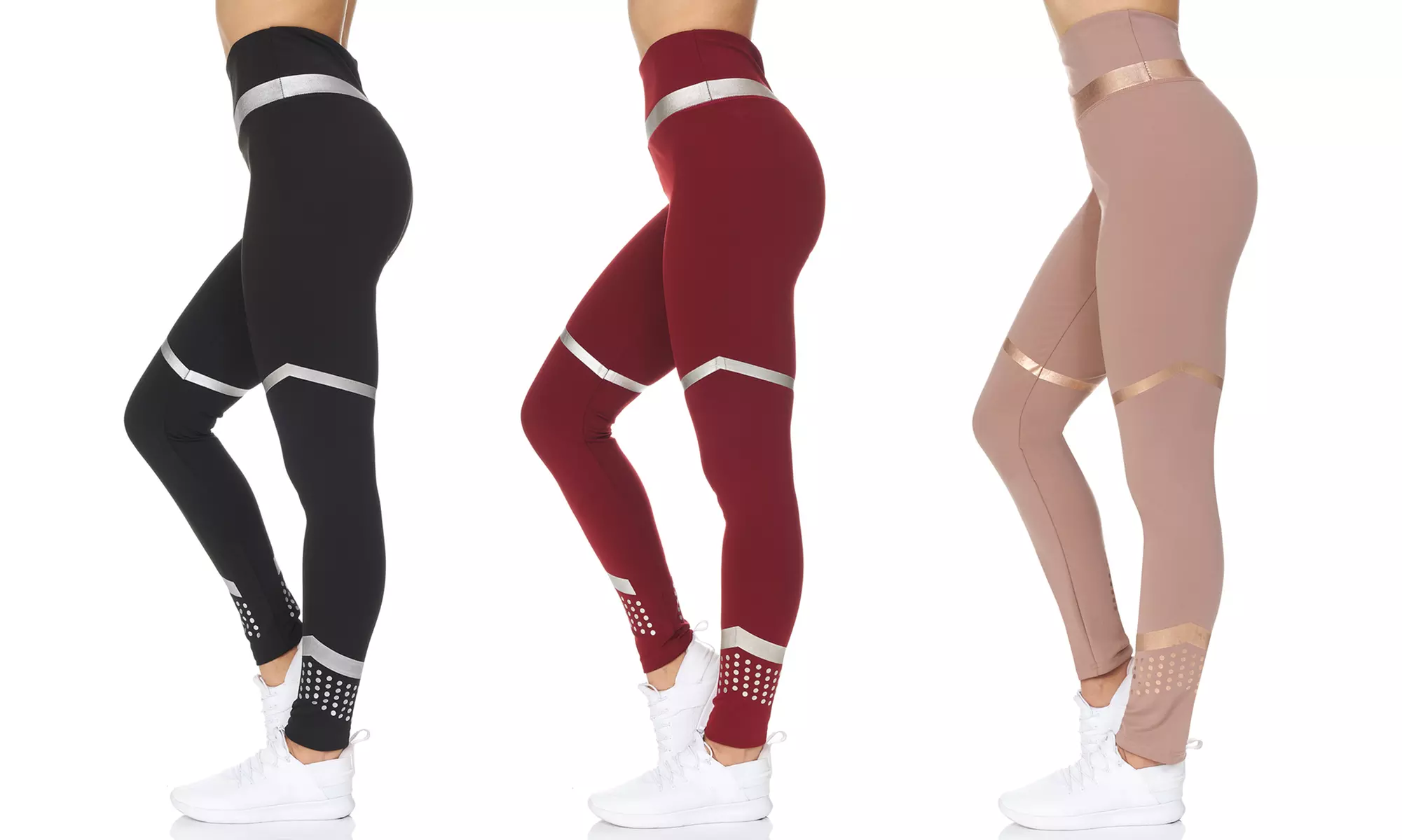 BSP Women's High-Waist Full-Length Active Leggings with Rubber Print Detail - Primary Image