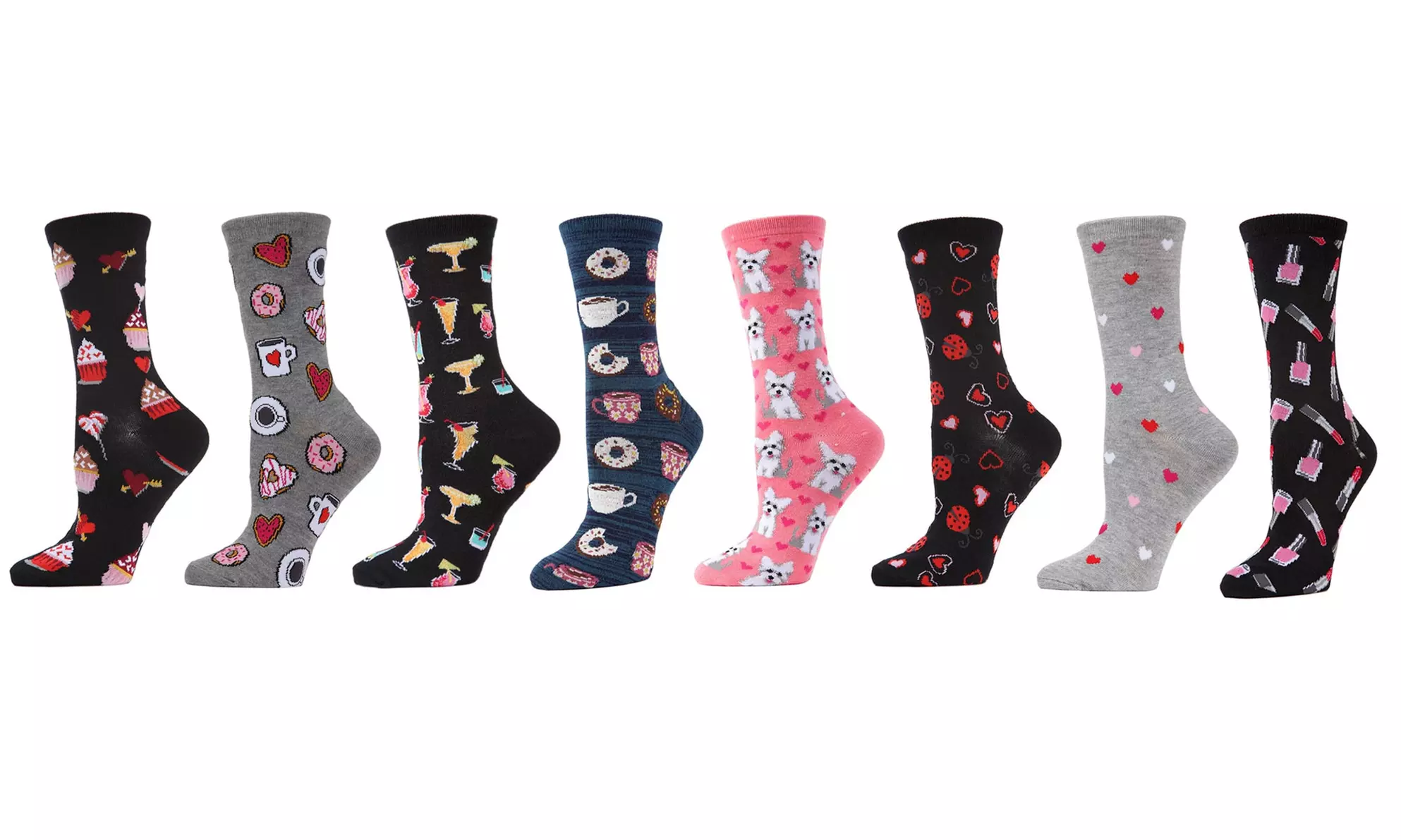 Round The Clock Women's Super Soft Novelty Crew Socks (4 Pairs) - Primary Image