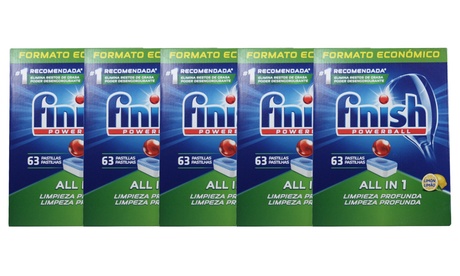 5 confezioni di Finish Tabs Powerball 63 All in 1 Lemon