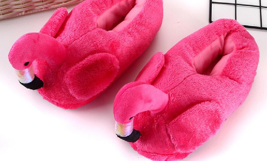 Image 11: Flamingo Plush Slippers