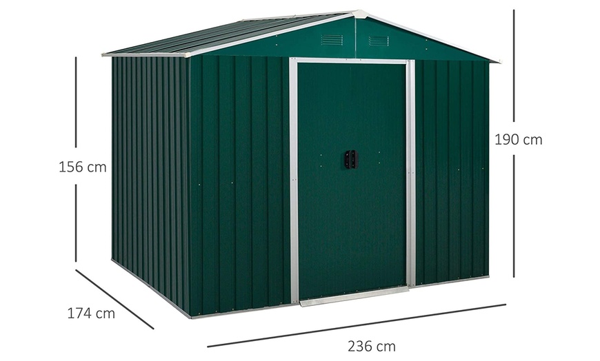 Image 11: Outsunny 8x6ft Metal Shed with Ventilation Sliding Doors