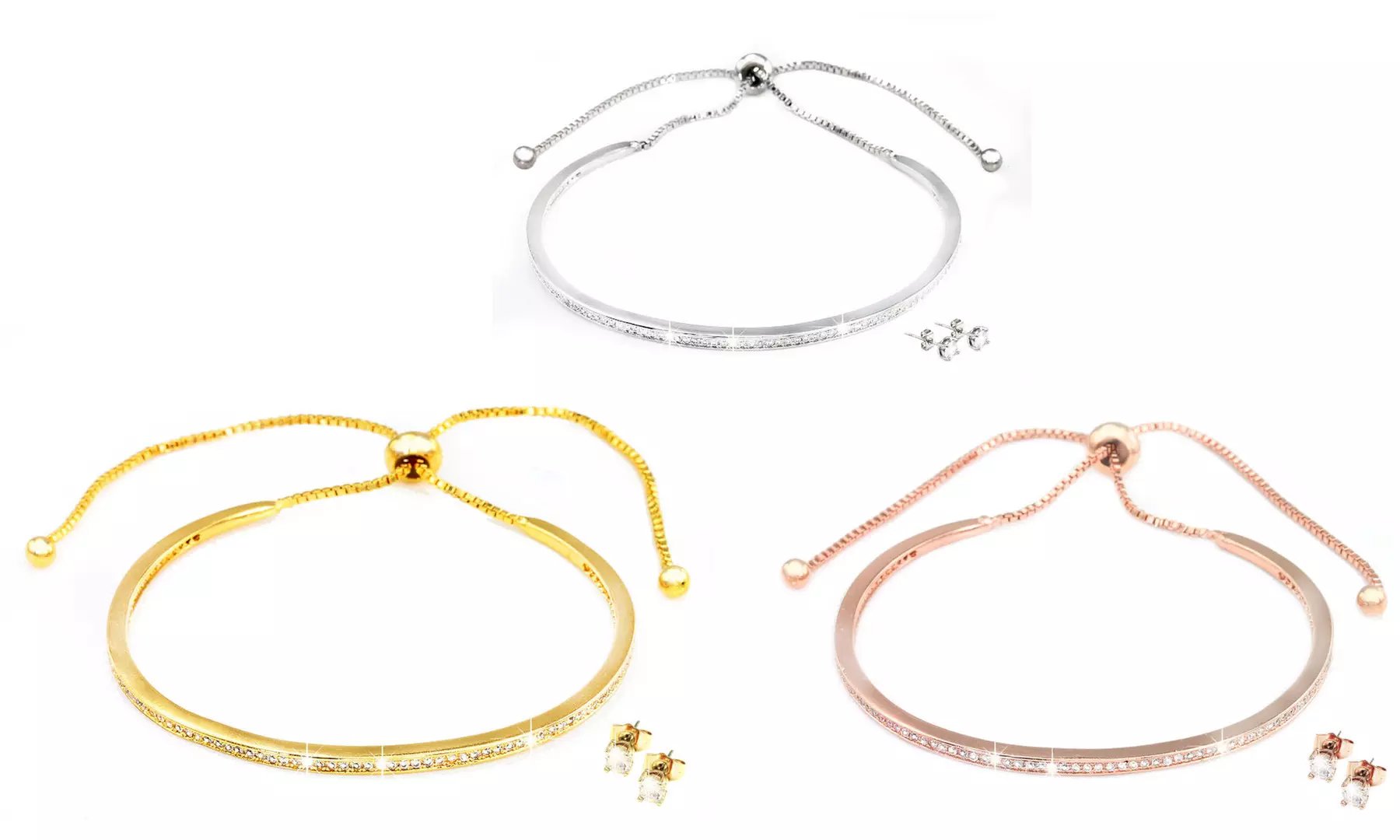 1 ou 2 ensembles bracelet et boucles d'oreilles "Jessica", ornés de cristaux Swarovski®, livraison offerte - Primary Image
