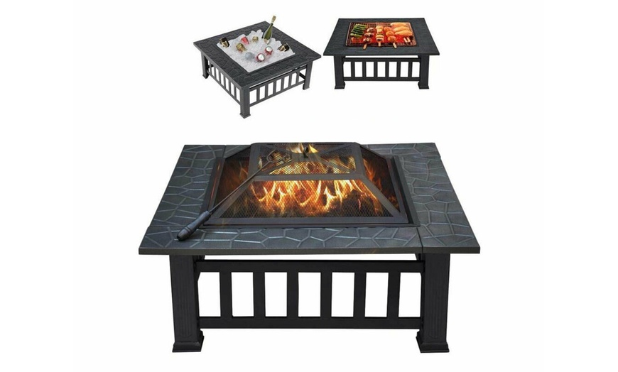 Image 2: Three-in-One Fire Pit, Barbecue Grill and Ice Bucket