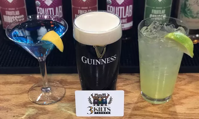 Food and Drinks for Takeout and Dine-In at 3 Kilts Tavern (Up to 32% Off). Two Options Available - Second Medium