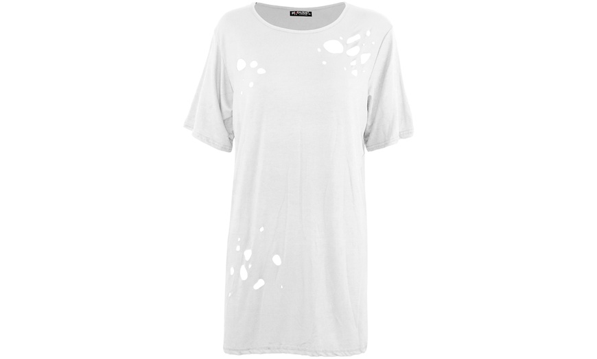 Image 3: Ripped Laser Cut Baggy T-Shirt