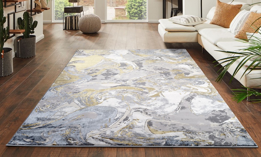 Image 28: Modern Abstract Emperor Contemporary Thick Rug