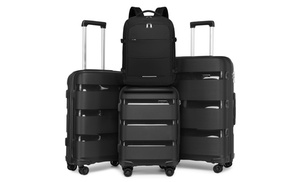 One or Three Hard Shell Suitcases with a Travel Backpack Set