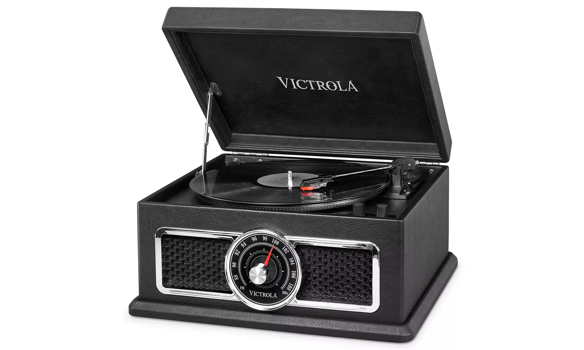 Victrola's 4-in-1 Nostalgic Plaza Bluetooth Record Player with 3-Speed Turntable and FM Radio - Primary Image